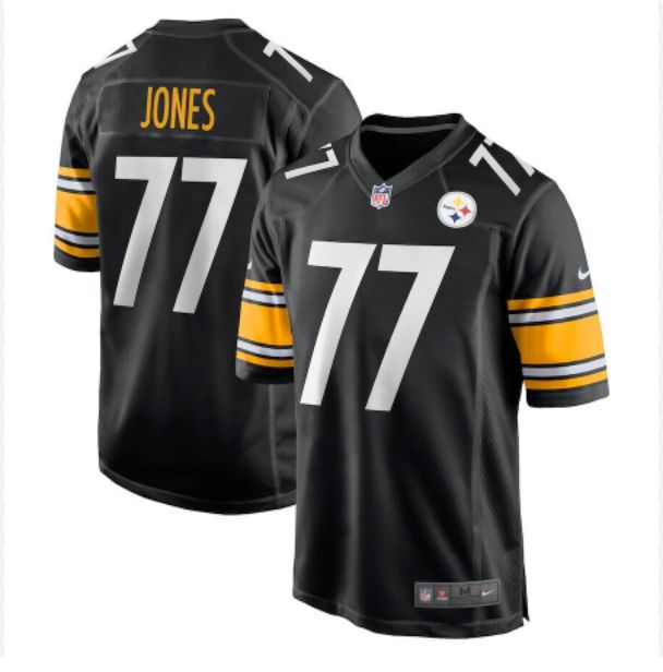 Men Pittsburgh Steelers #77 Jones Black Game Nike NFL 2024 Jersey->->